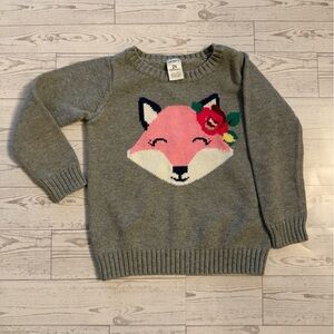 Carter's Gray Sweater with Pink Fox Design